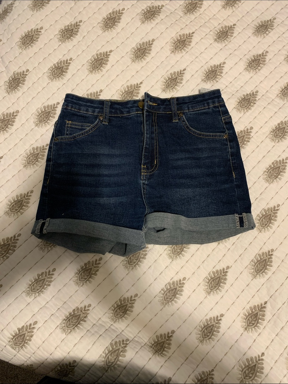 Classic Dark Wash Denim Roll-Cuff Women's Shorts